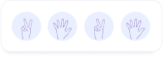 On the left side of the girl, hand icons with the numbers 2 and 5 in sign language